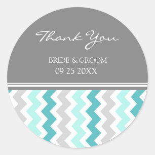 Chevron Gris verde azulado Gracias Etiquetas Favor