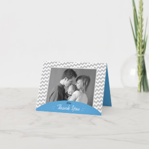 Chevron gris y foto azul gracias a las tarjetas