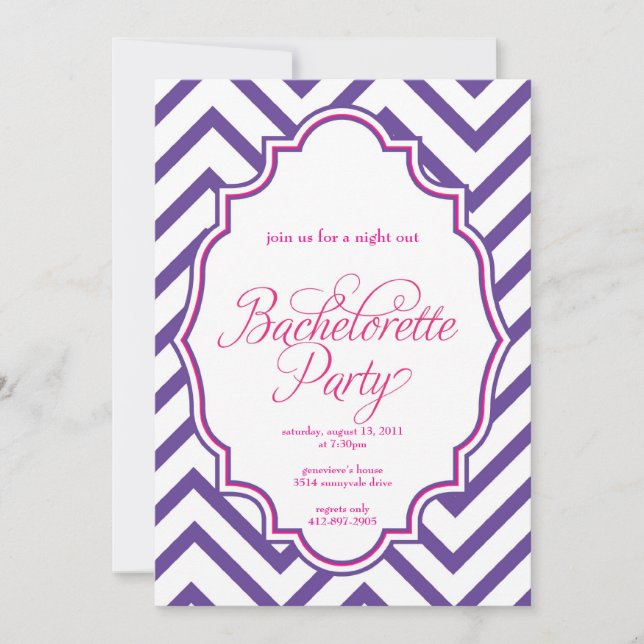 CHEVRON - invitación hacia fuera BACHELORETTE- de (Anverso)