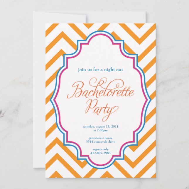 CHEVRON - invitación hacia fuera BACHELORETTE- de (Anverso)