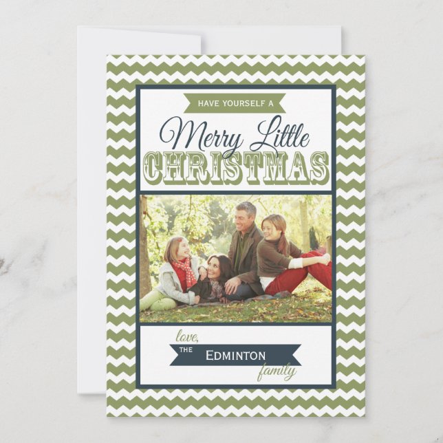 Chevron Merry Little Navidad Flat Card (Anverso)