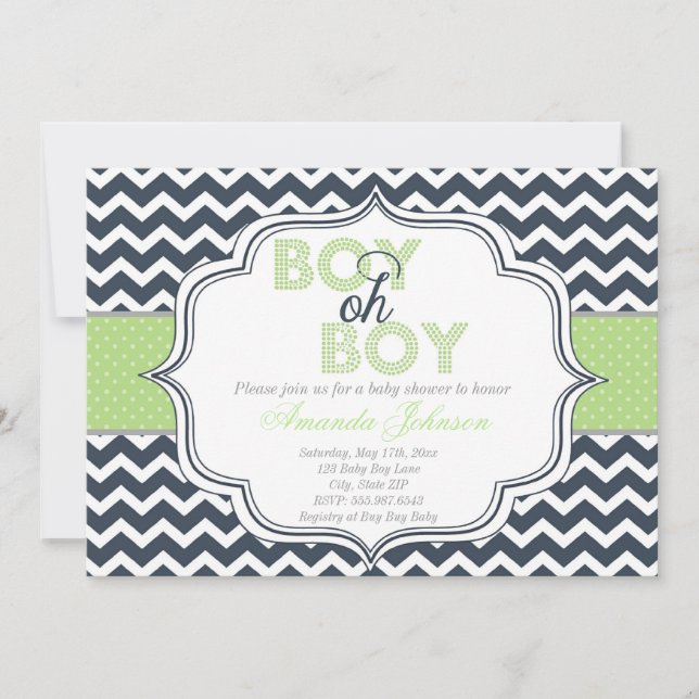 Chevron Moda Chevron Baby Shower Invitación (Anverso)