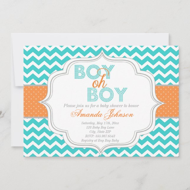 Chevron Moda Chevron Baby Shower Invitación (Anverso)