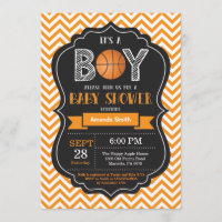 Chevron, Naranja de la invitación al Baby Shower a