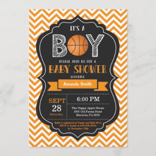 Chevron, Naranja de la invitación al Baby Shower a