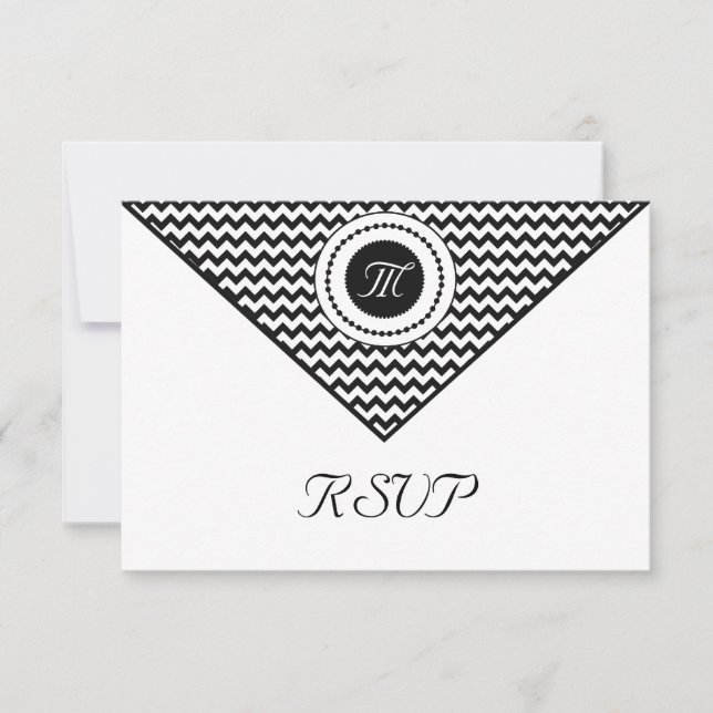 Chevron negro y blanco RSVP (Anverso)