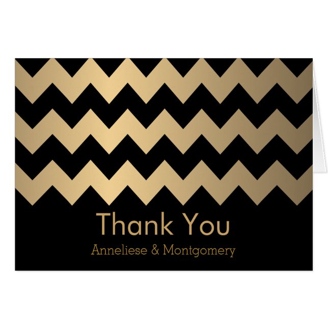 Chevron negro y oro personalizado - en blanco (Anverso (Horizontal))