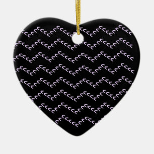 Chevron Pastel Corazón Púrpura Ornamento Cerámico