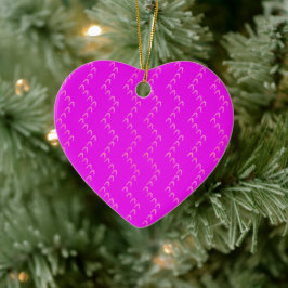 Chevron Pastel Corazón Rosa Ornamento de Fuchsia