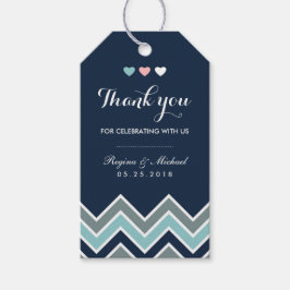 Chevron Pattern Navy Blue Bridal Shower Etiqueta d