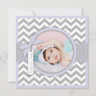 Chevron Print Baptism Invitación Tarjeta Fotográfi