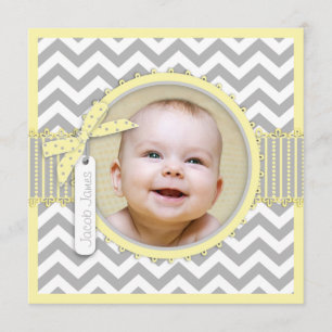 Chevron Print Baptism Invitación Tarjeta fotográfi
