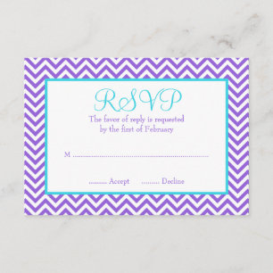 Chevron Purple Verde azulado Blue Bat Mitzvah RSVP