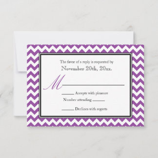 Chevron Púrpura y Tarjetas de Respuesta RSVP Blanc