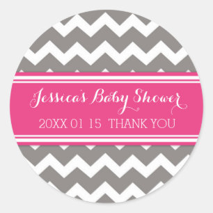 Chevron rosa gris Pegatinas favoritos de Baby Show