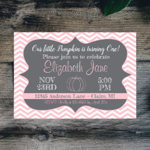 Chevron rosa: Invitación de cumpleaños a nuestra p