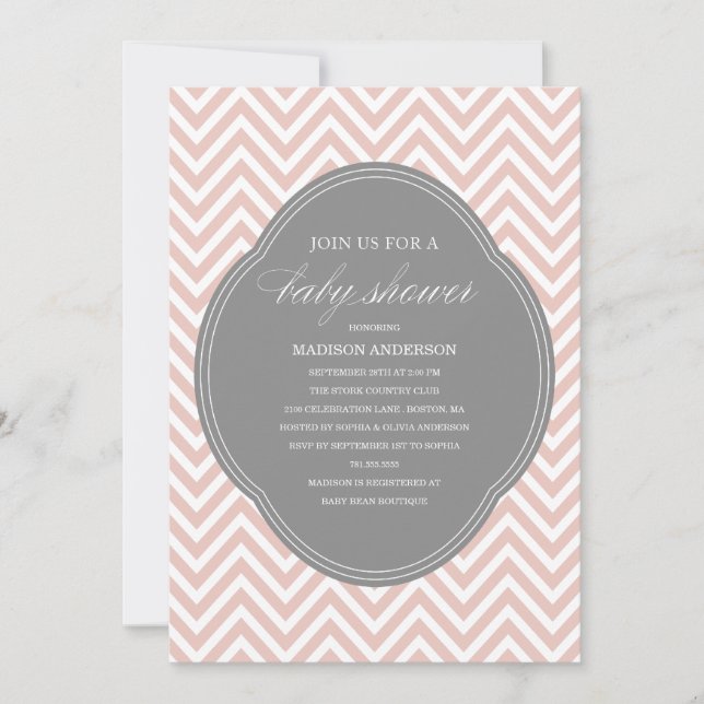CHEVRON SHOWER | INVITACIONES DE DUCHA DE BEBÉ (Anverso)
