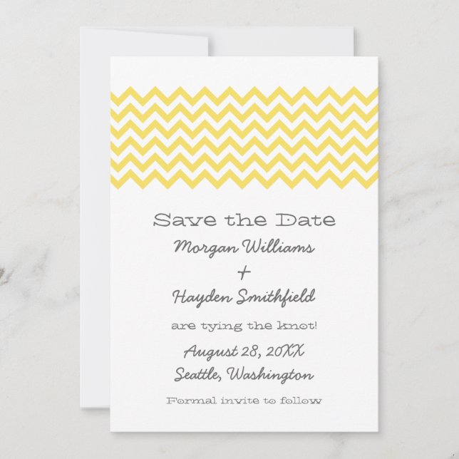 Chevron simple amarillo salva la invitación de fec (Anverso)