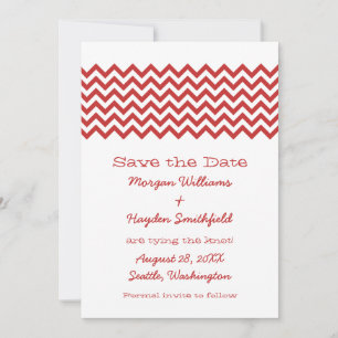 Chevron simple rojo Guardar la invitación de fecha