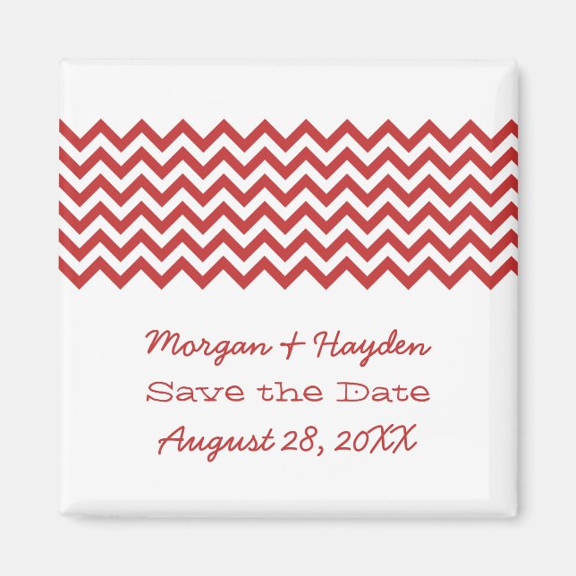 Chevron simple rojo salve el imán de fecha (Frente)