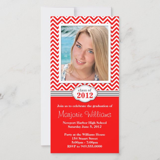 Chevron Stripe Graduation Invitation Class de 2012 (Anverso)