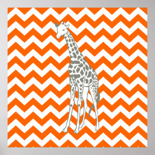 Chevron Tangerine Safari con jirafa de arte pop