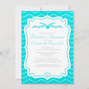 Chevron verde azulado raya invitaciones nupciales