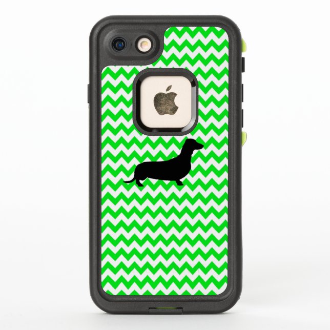 Chevron verde irlandés con Dachshund (Reverso)