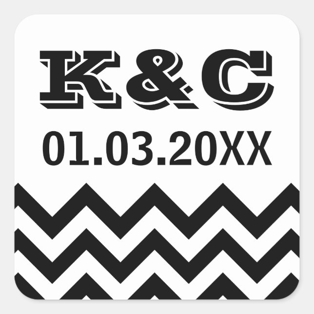 Chevron Wedding Favor Pegatinas (Anverso)