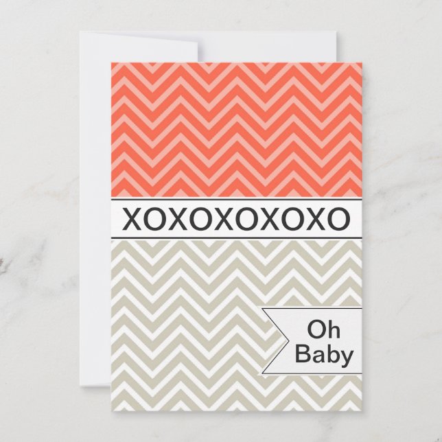 Chevron XOXO Baby Shower Invitación Neutral (Anverso)