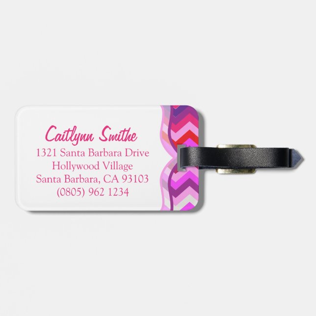 Chevron zig zag chicas brillantes con etiqueta de  (Atrás Horizontal)