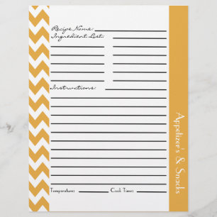 Chevron Zigzag Hojas de Recetas a rayas - Amarillo