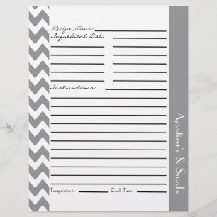 Chevron Zigzag Hojas de Recetas a rayas - Gris