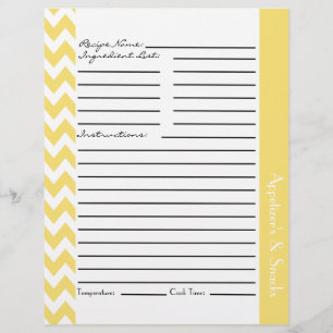Chevron Zigzag Hojas de Recetas a rayas - Limón
