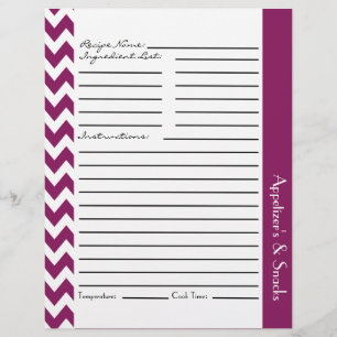 Chevron Zigzag Hojas de Recetas a rayas - Pluma