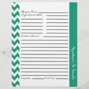 Chevron Zigzag Hojas de Recetas a rayas - Verde az