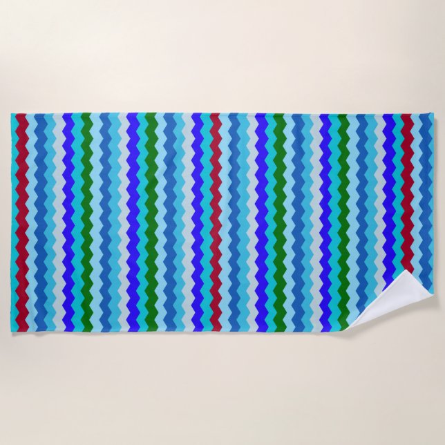 Chevron zigzag Pattern Sea Glass Beach Toalla (Anverso)