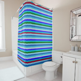 Chevron zigzag Pattern Sea Glass Shower Cortina