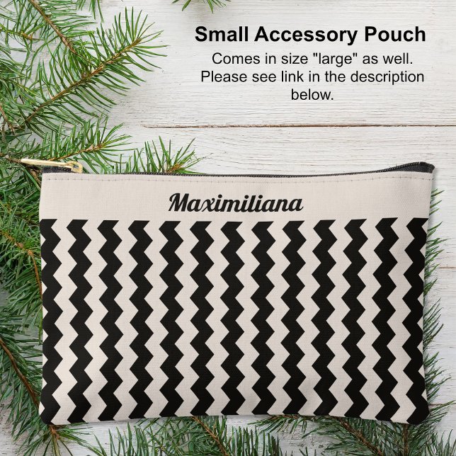 Chevrons de carbón vegetal y cemento - Bolsa acces (Small Accessory Pouch - Charcoal and Cement Chevrons by Leapfroglisics Shop)