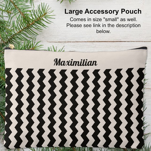 Chevrons de carbón vegetal y cemento-gran bolsa ac (Large Accessory Pouch - Charcoal and Cement Chevrons by Leapfroglisics Shop)