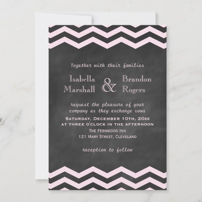Chevrons sobre la invitación a la boda de Chalk (Anverso)