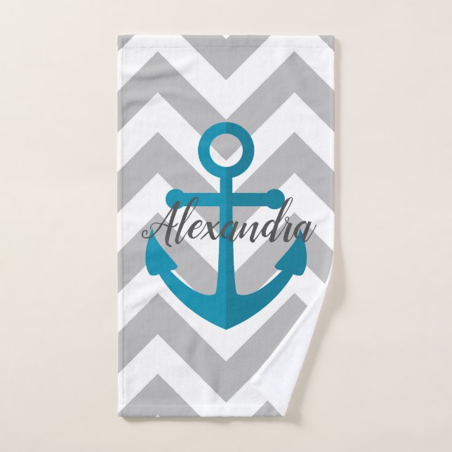 Chevrons y Ancla (Toalla de mano)
