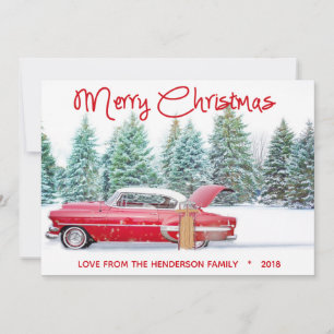 Chevy Vintage Rojo de los 50 Feliz Navidad