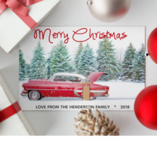 Chevy Vintage Rojo de los 50 Feliz Navidad