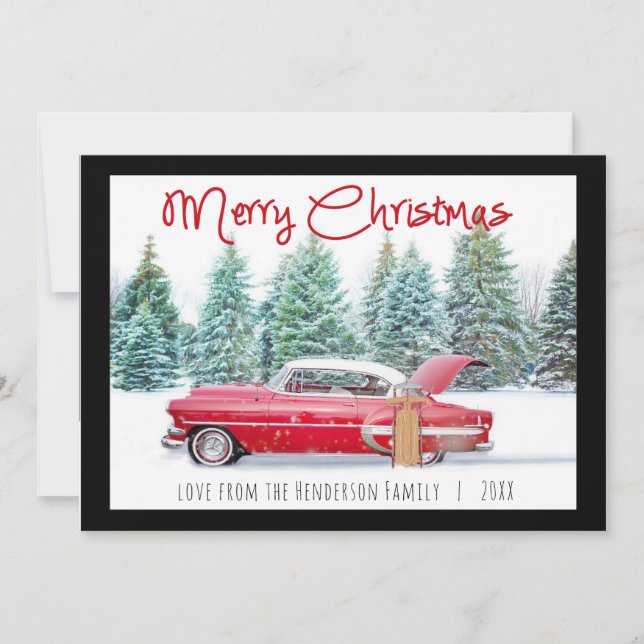 Chevy Vintage Rojo de los 50's Feliz Navidad (Anverso)
