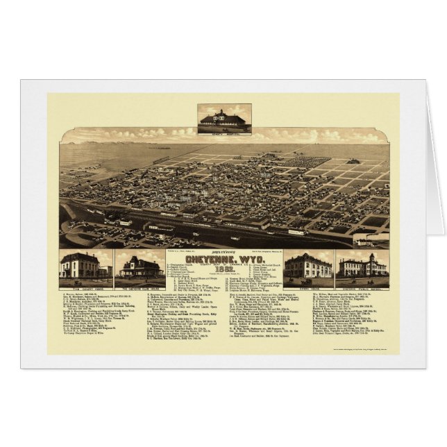 Cheyenne, mapa panorámico de WY - 1882 (Anverso (Horizontal))