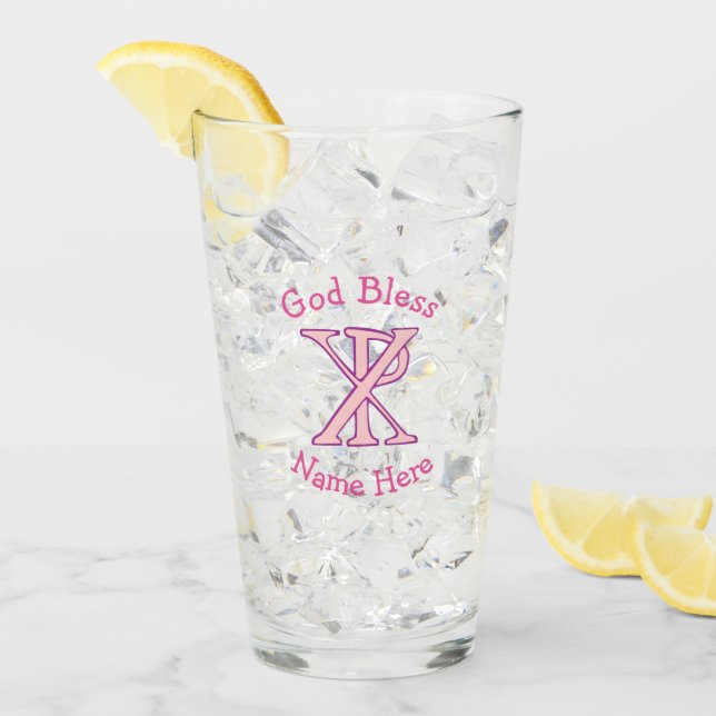 Chi Ro Cruz Cristiana Rosa Personalizada (Anverso (hielo))