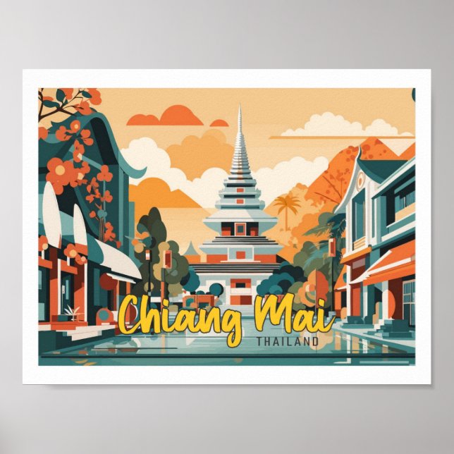 Chiang Mai Tailandia Ilustracion de viajes de arte (Frente)