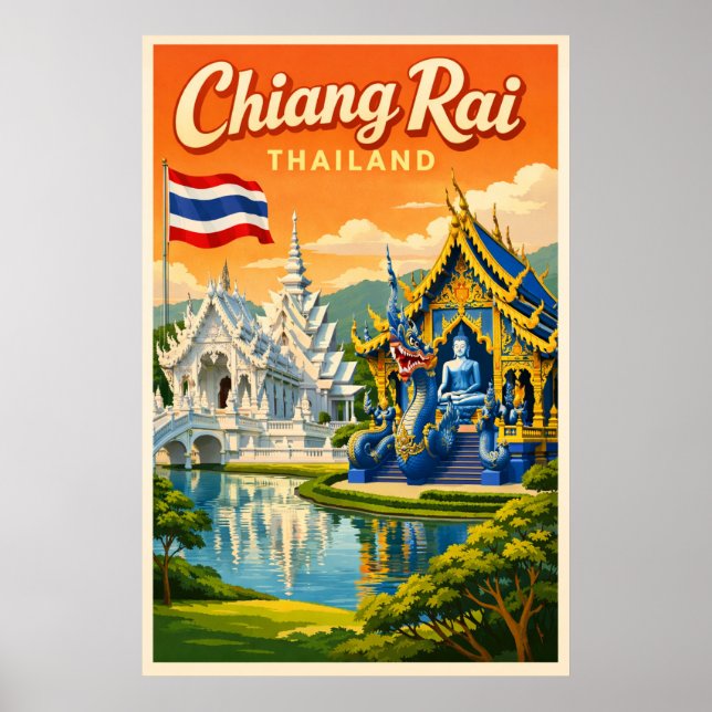 Chiang Rai Tailandia - Póster de viaje vintage (Frente)