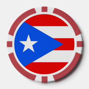 Chiapas de póquer con bandera de Puerto Rico